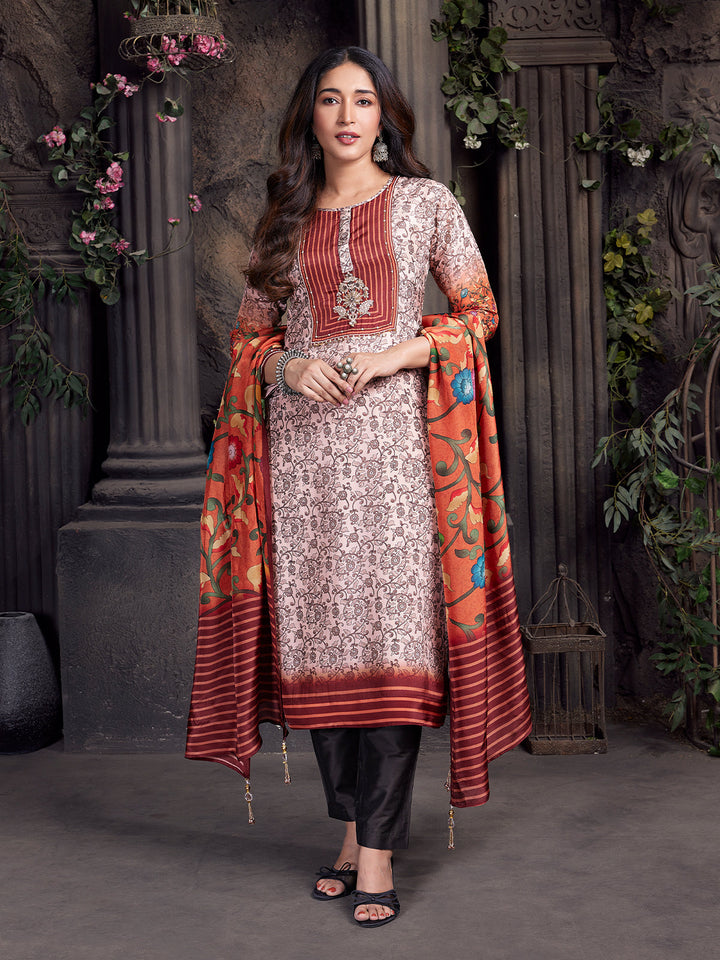 Floral Crepe Silk Suit Set