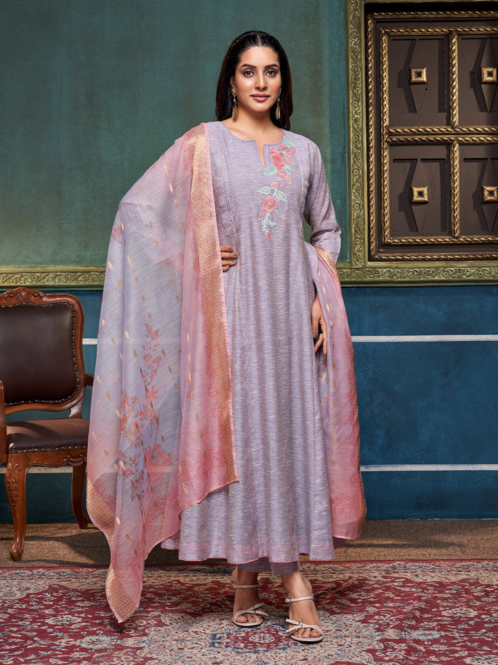 Lavender Khadi Anarkali Set