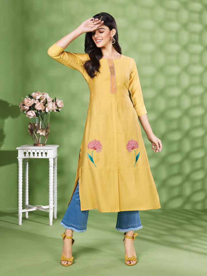 Yellow Tunic with Embroidery