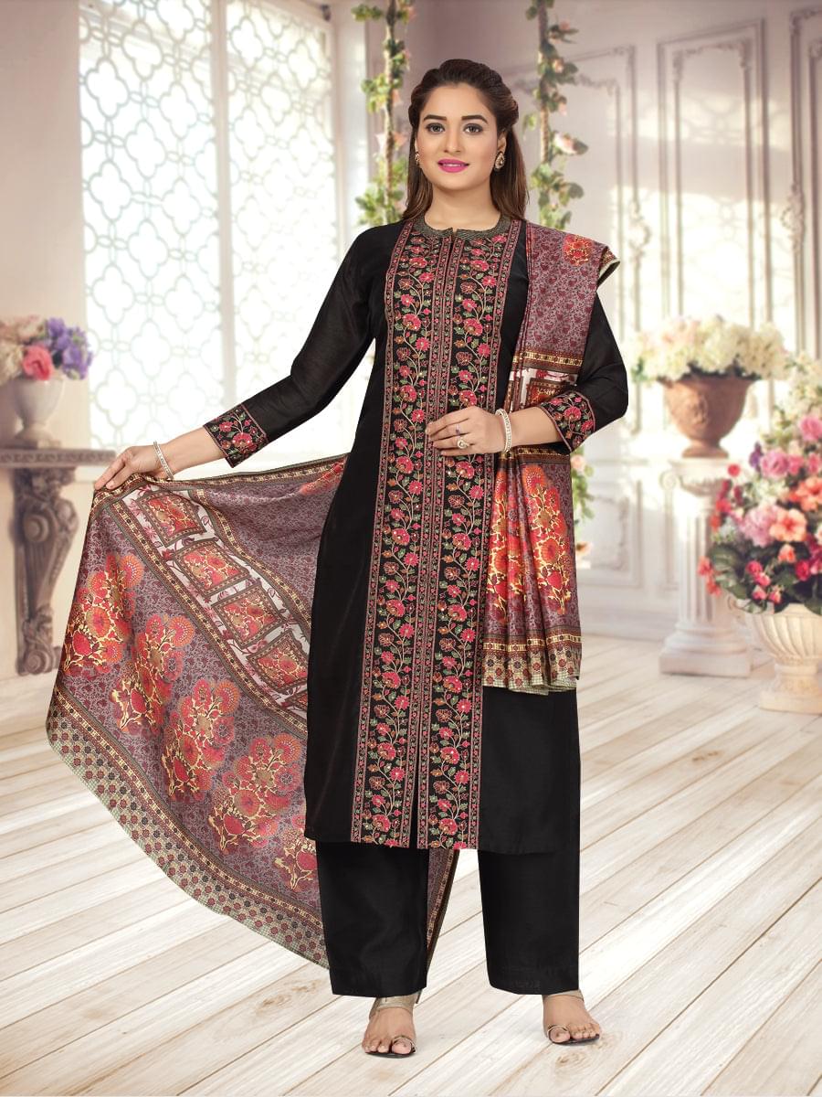 Black Kurta Set with Printed Dupatta