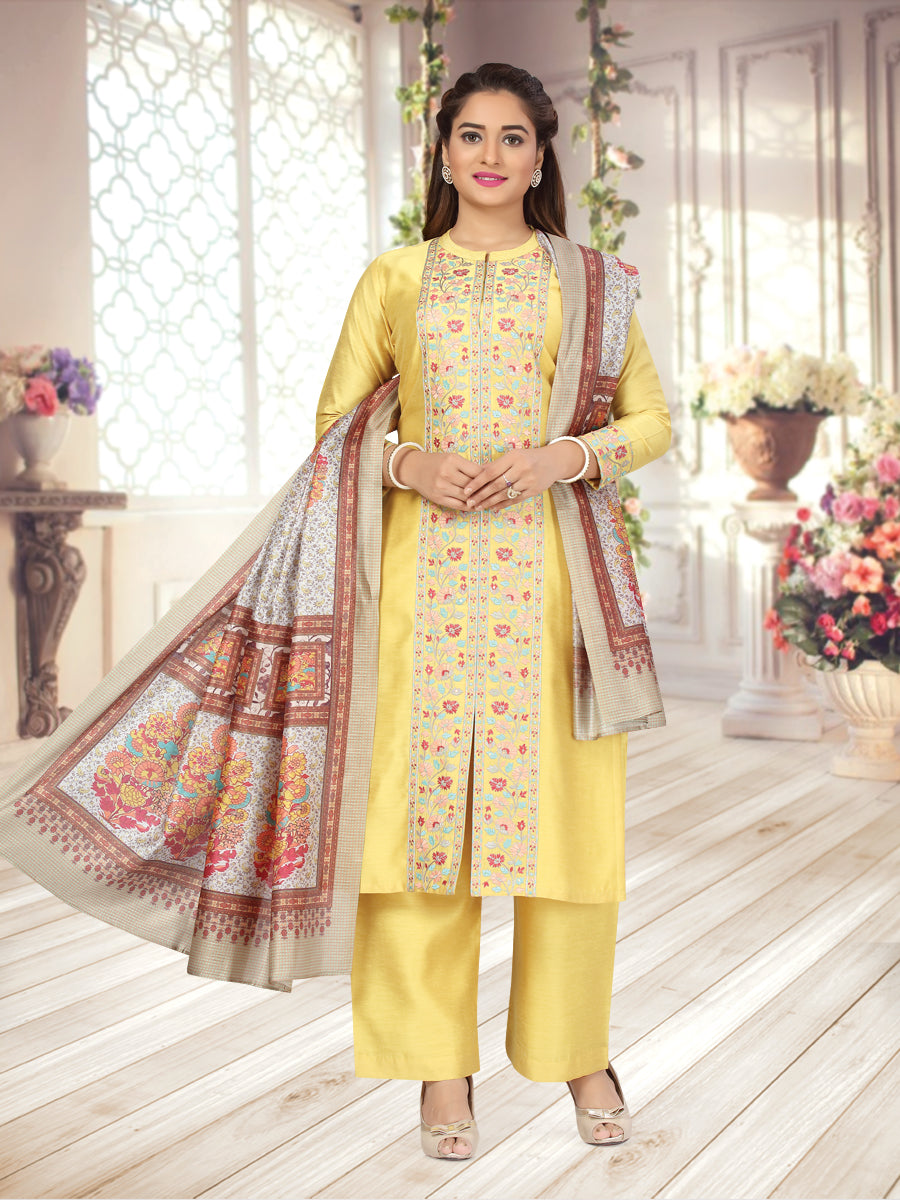 Yellow Kurta Set with Printed Dupatta