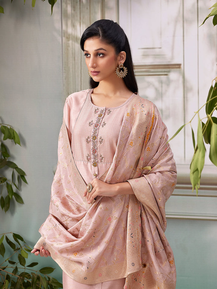 Dusty Rose Semi Silk Suit Set