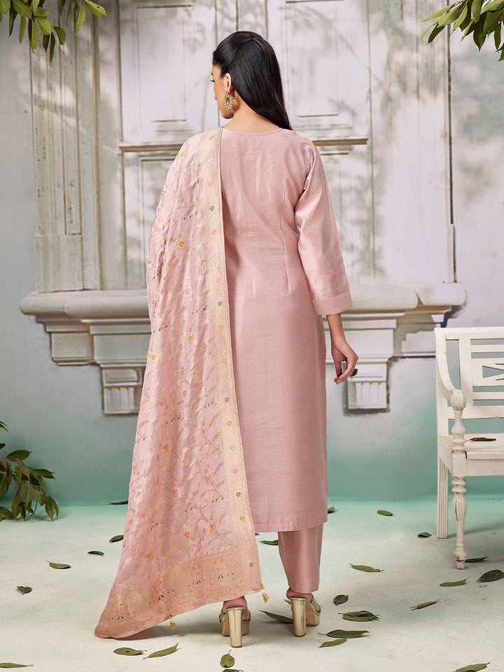 Dusty Rose Semi Silk Suit Set