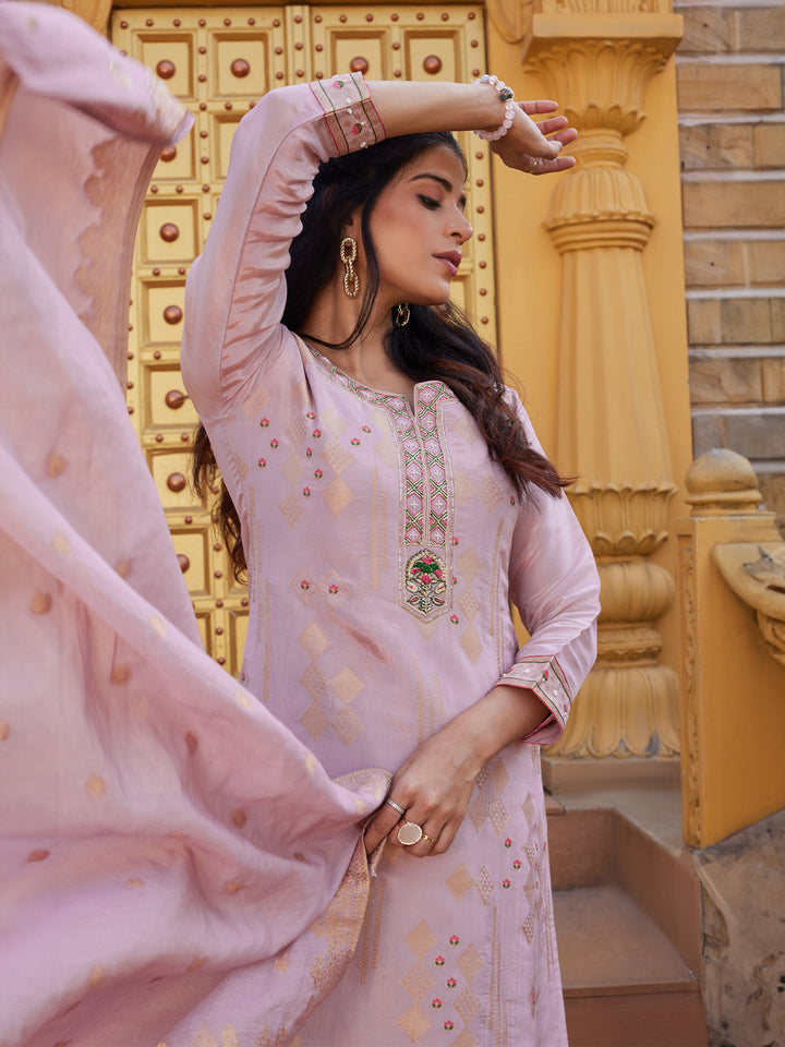 Blush Pink Tissue Silk Suit Set