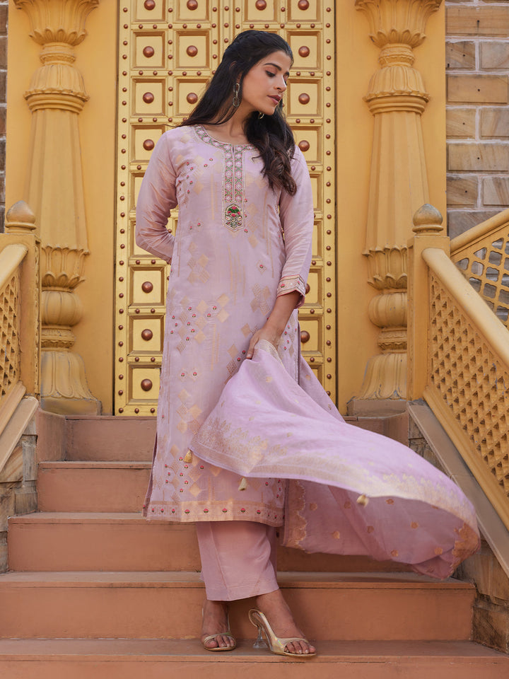 Blush Pink Tissue Silk Suit Set