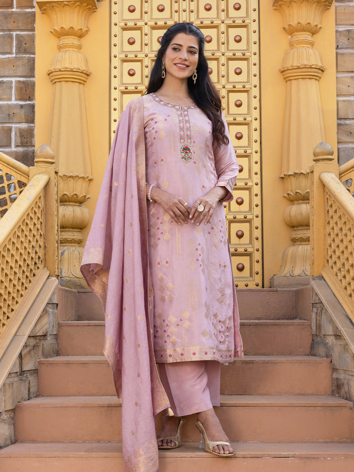 Blush Pink Tissue Silk Suit Set