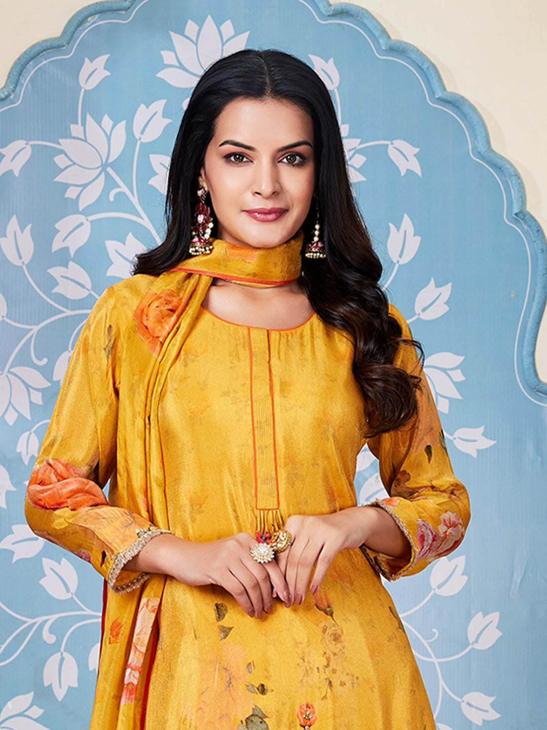 Yellow Floral Print Sharara Set