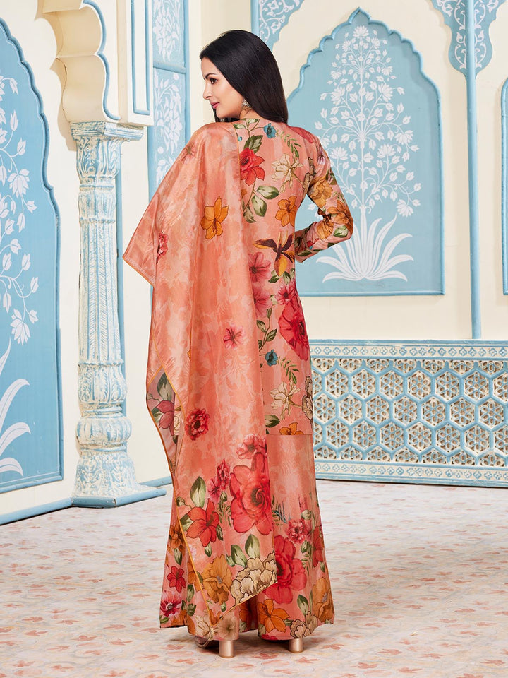 Peach Floral Sharara Set