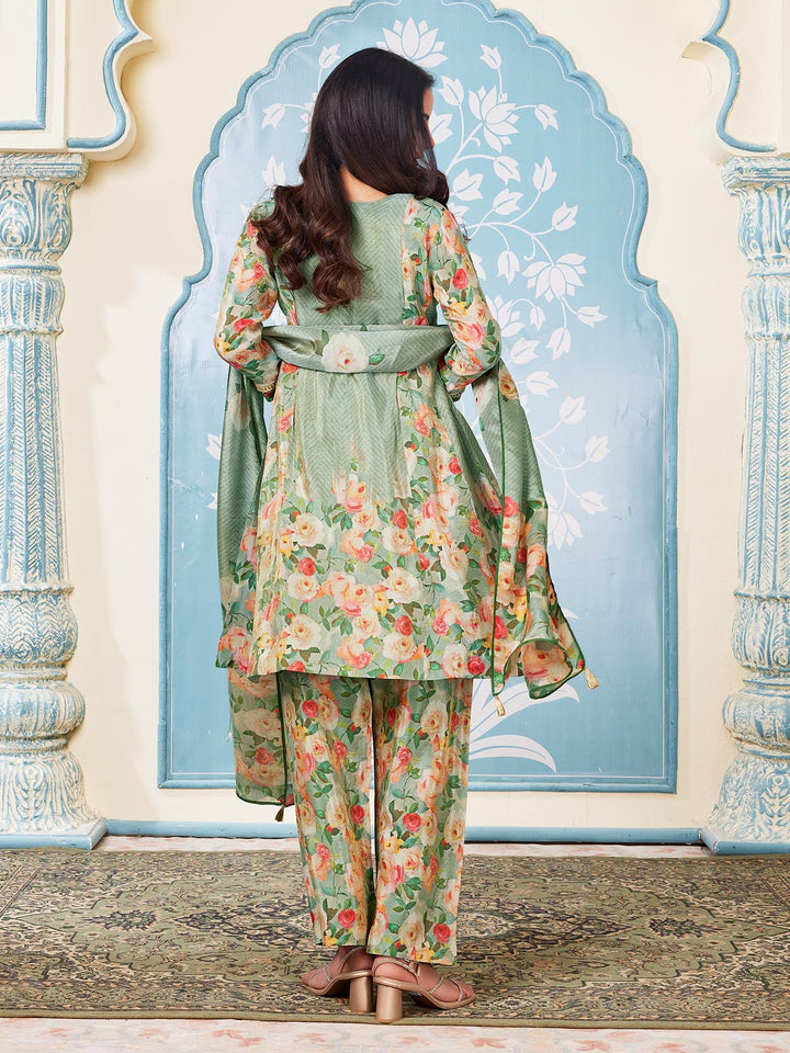 Mint Green Floral Kalidar Suit Set