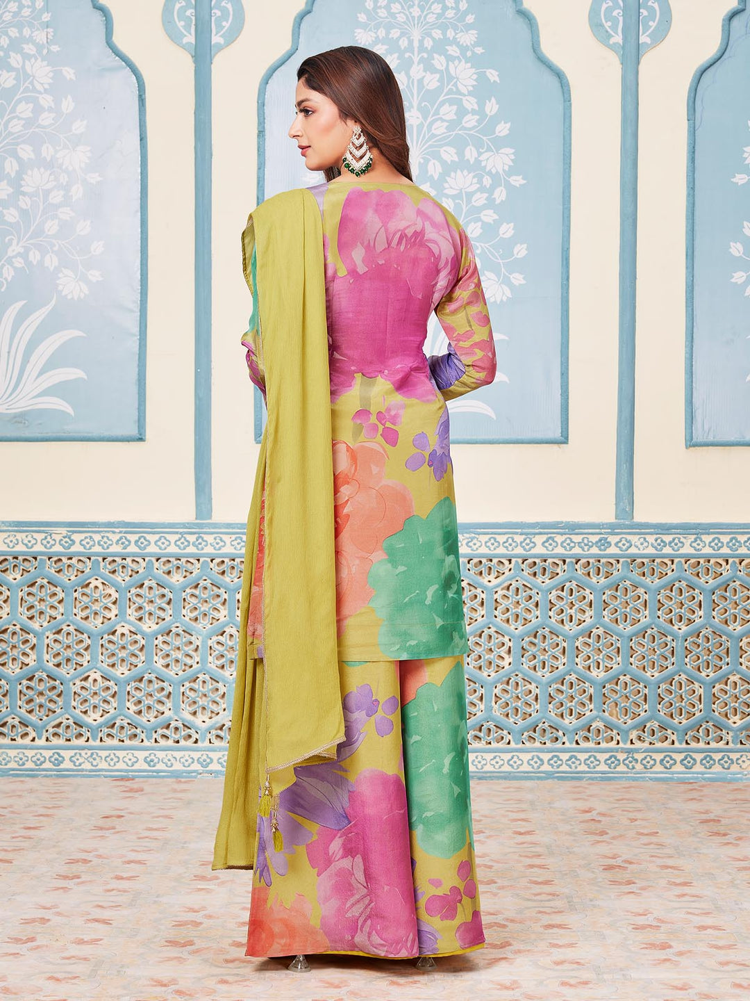 Yellow Floral Sharara Set