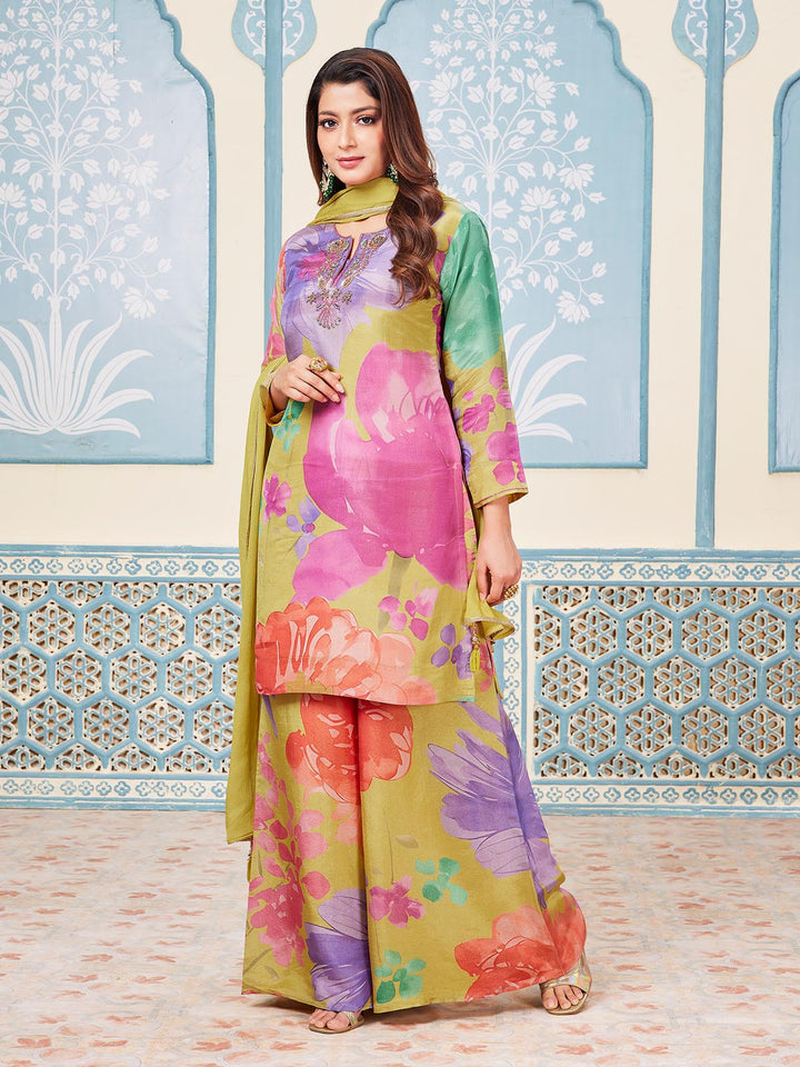 Yellow Floral Sharara Set