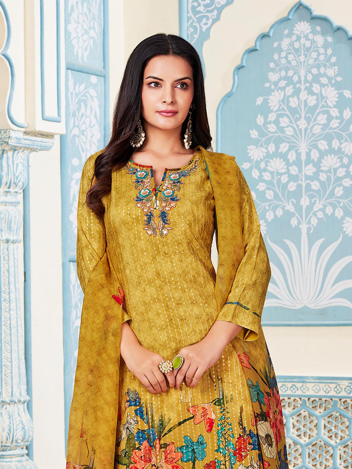 Yellow Floral Sharara Set