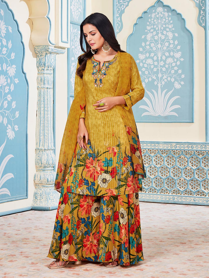 Yellow Floral Sharara Set