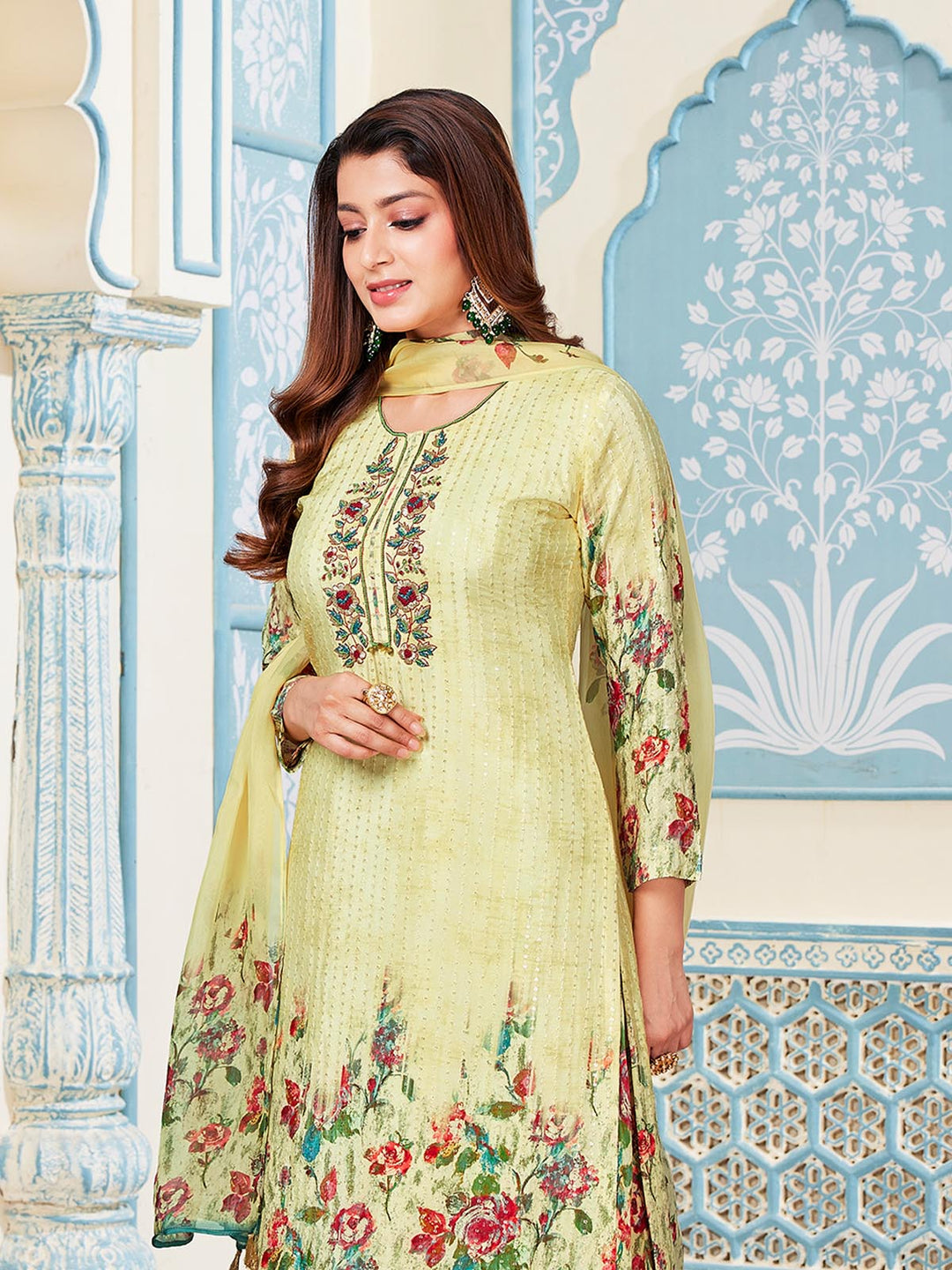 Lime Yellow Sharara Set