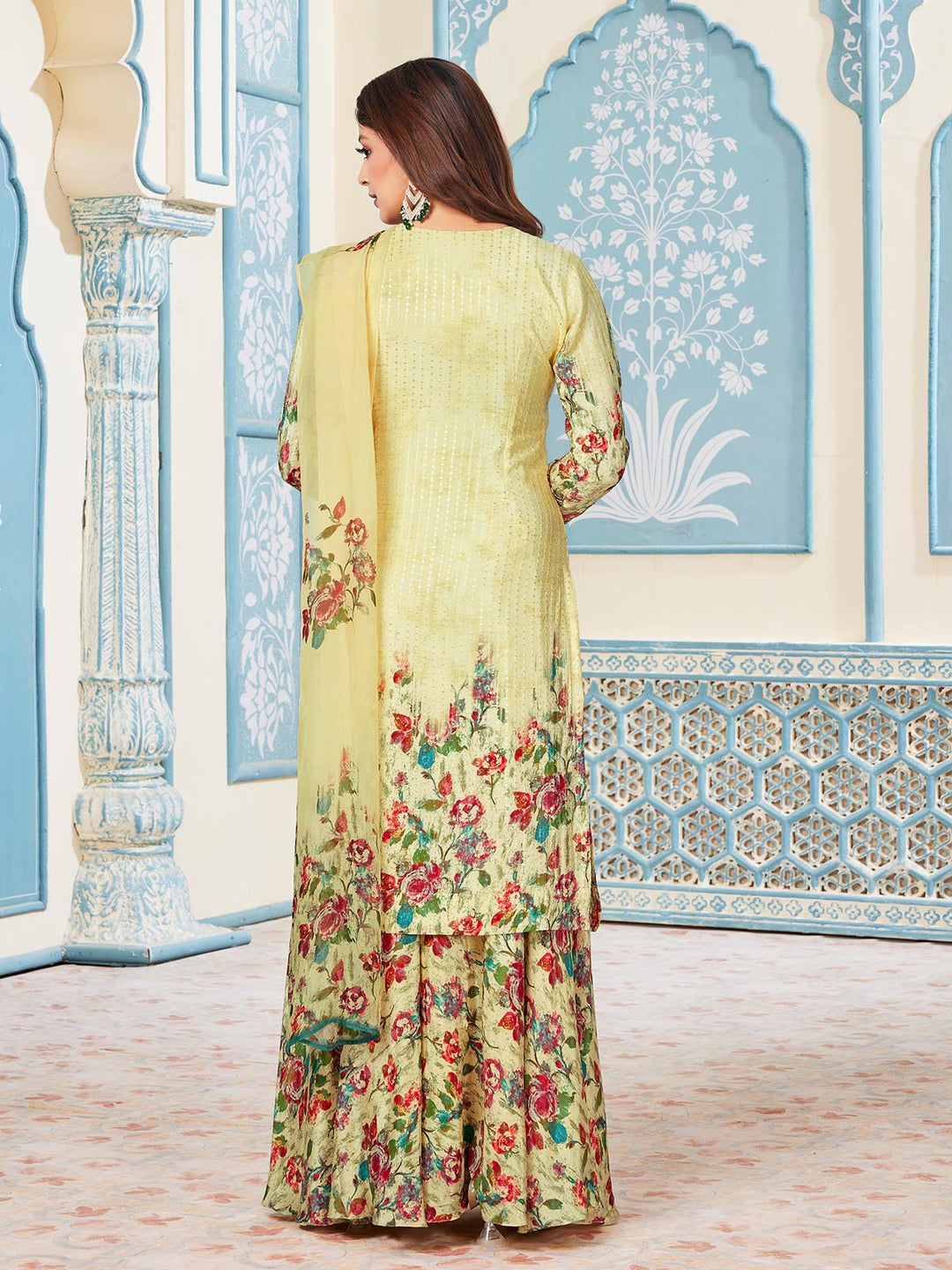 Lime Yellow Sharara Set