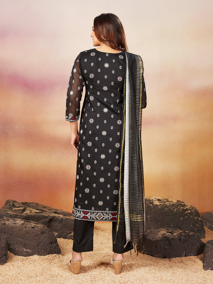 Black Jamdani Woven Suit Set