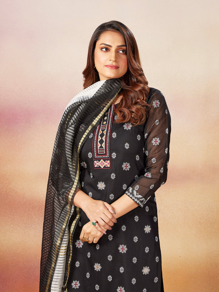 Black Jamdani Woven Suit Set