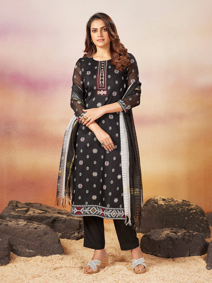 Black Jamdani Woven Suit Set