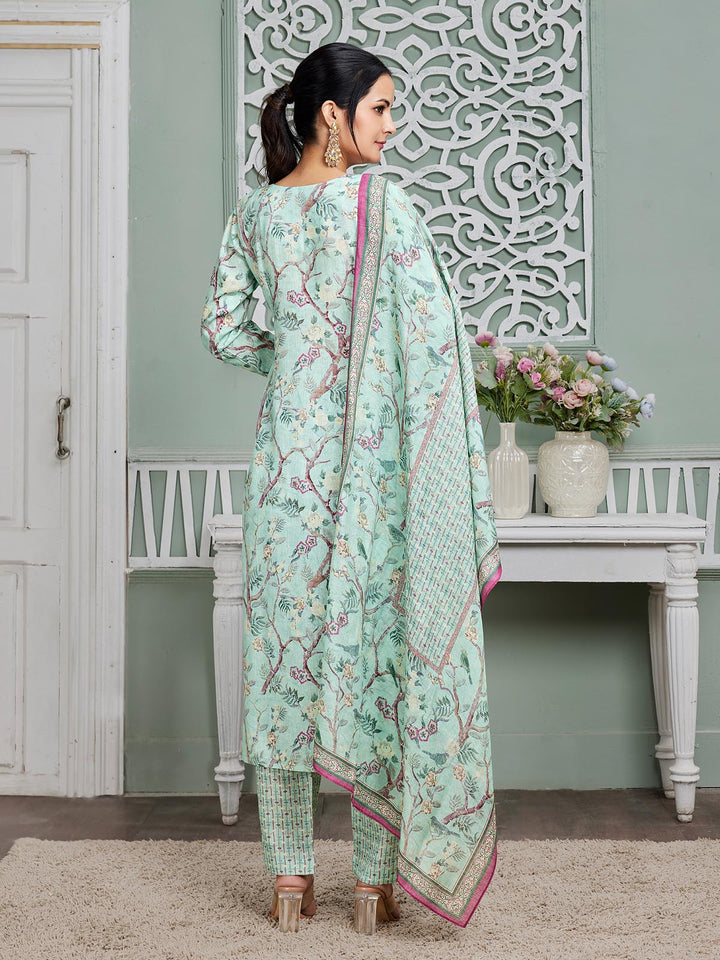 Aqua Green Tropical Linen Suit Set