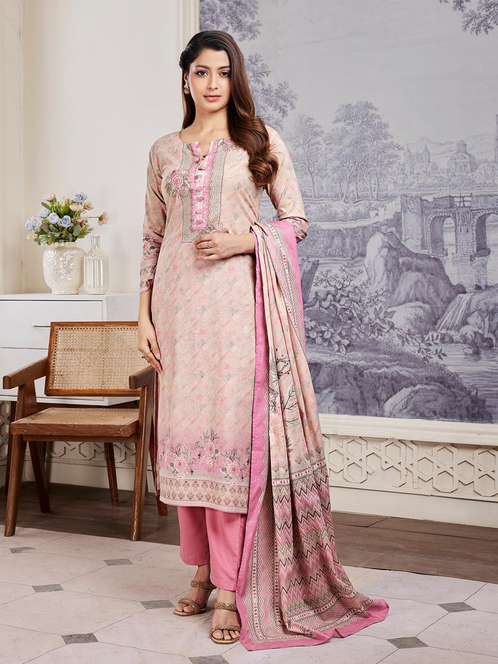 Blush Beige Floral Cotton Suit Set