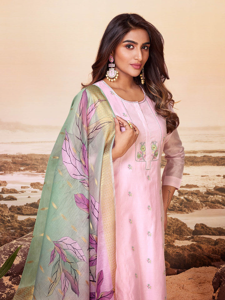 Blush Pink Chanderi Suit Set