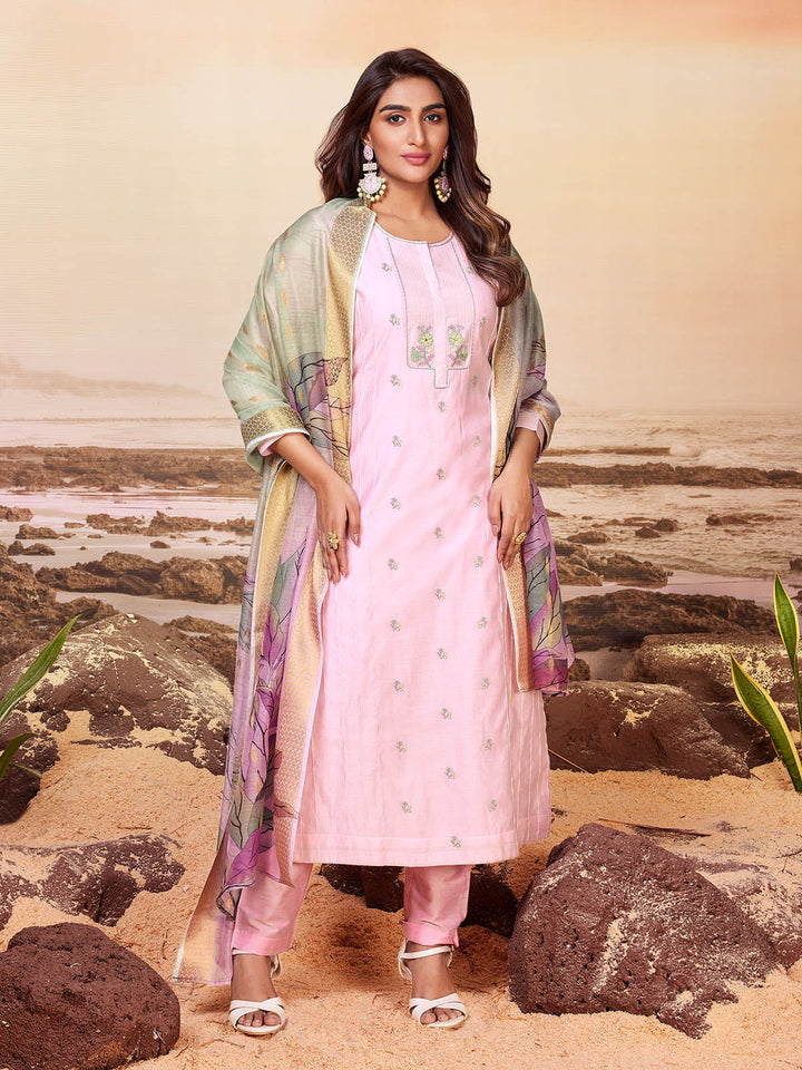 Blush Pink Chanderi Suit Set