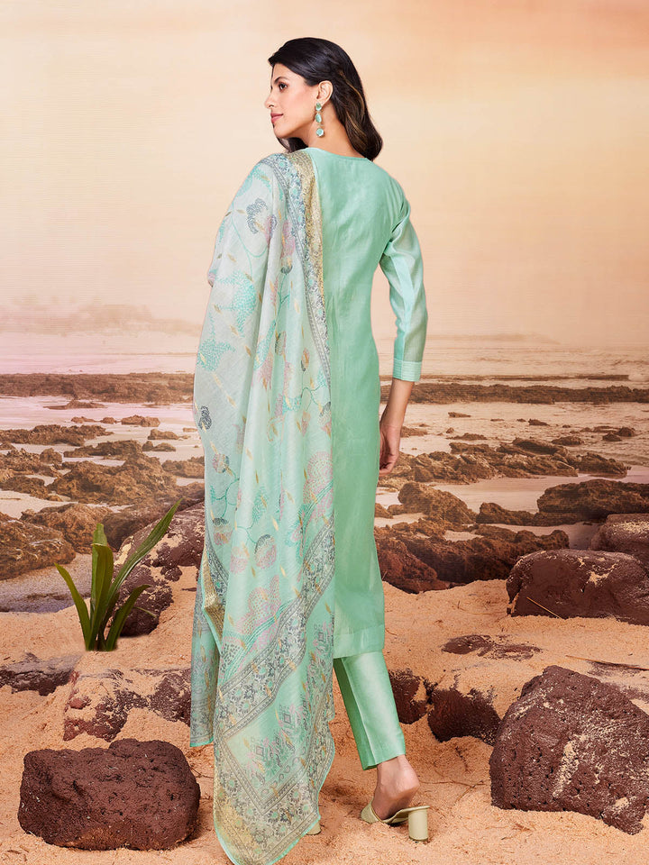 Mint Green Chanderi Suit Set