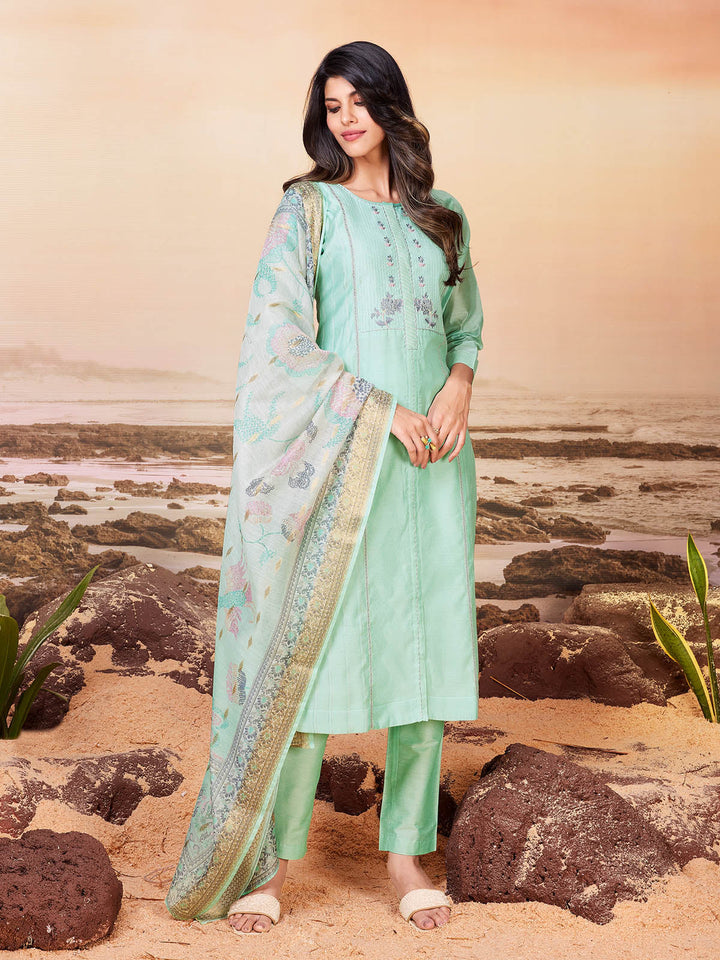 Mint Green Chanderi Suit Set