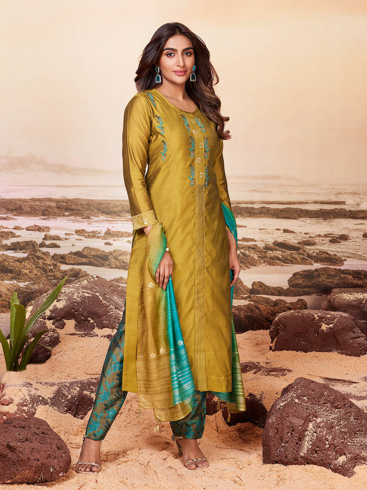 Golden Yellow Chanderi Suit Set