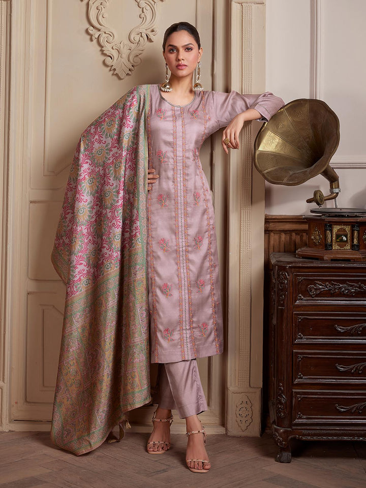 Dusty Rose Semi-Silk Suit Set