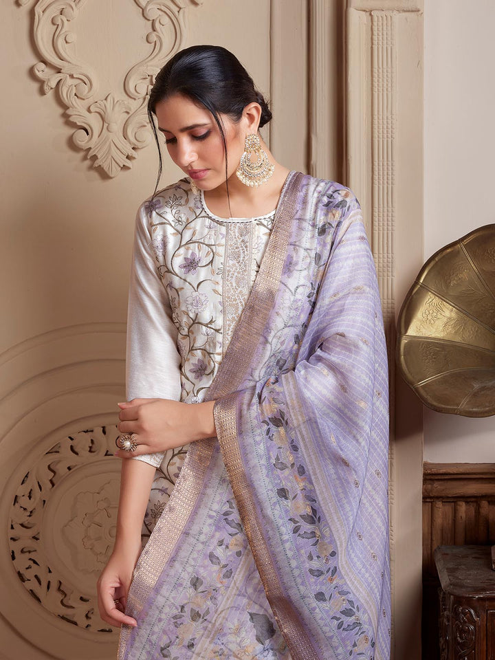 Cream Semi-Silk Suit Set