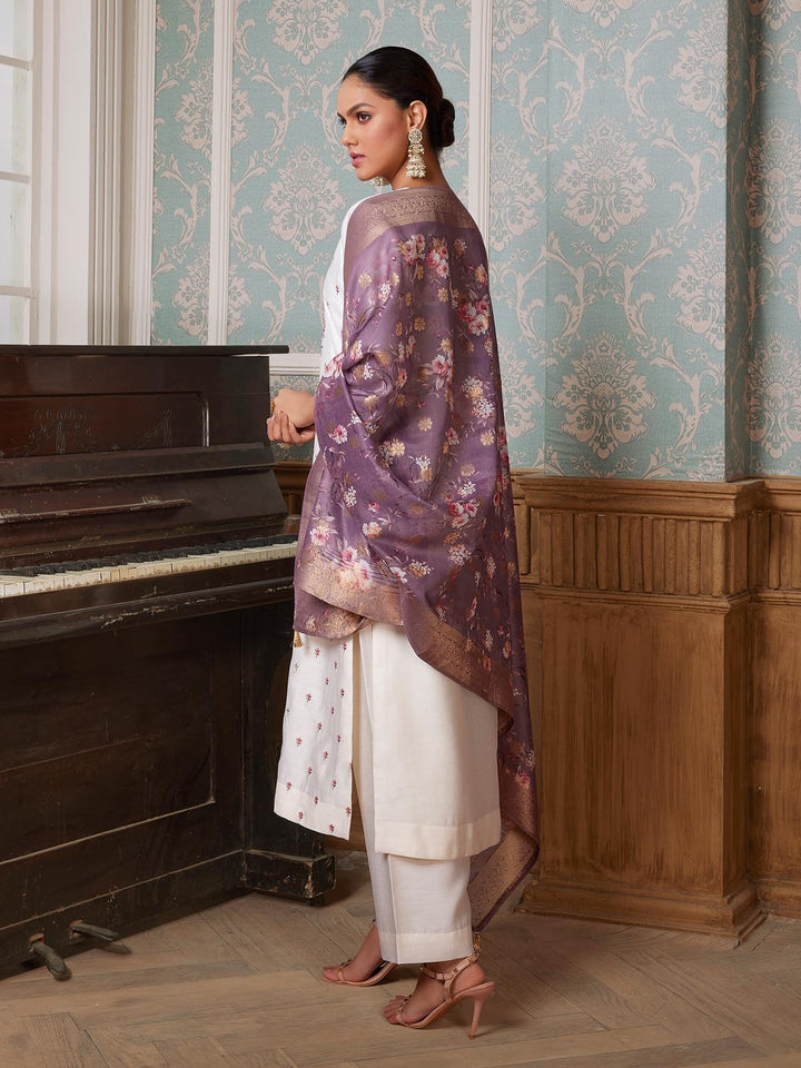 Ivory Semi-Silk Suit Set