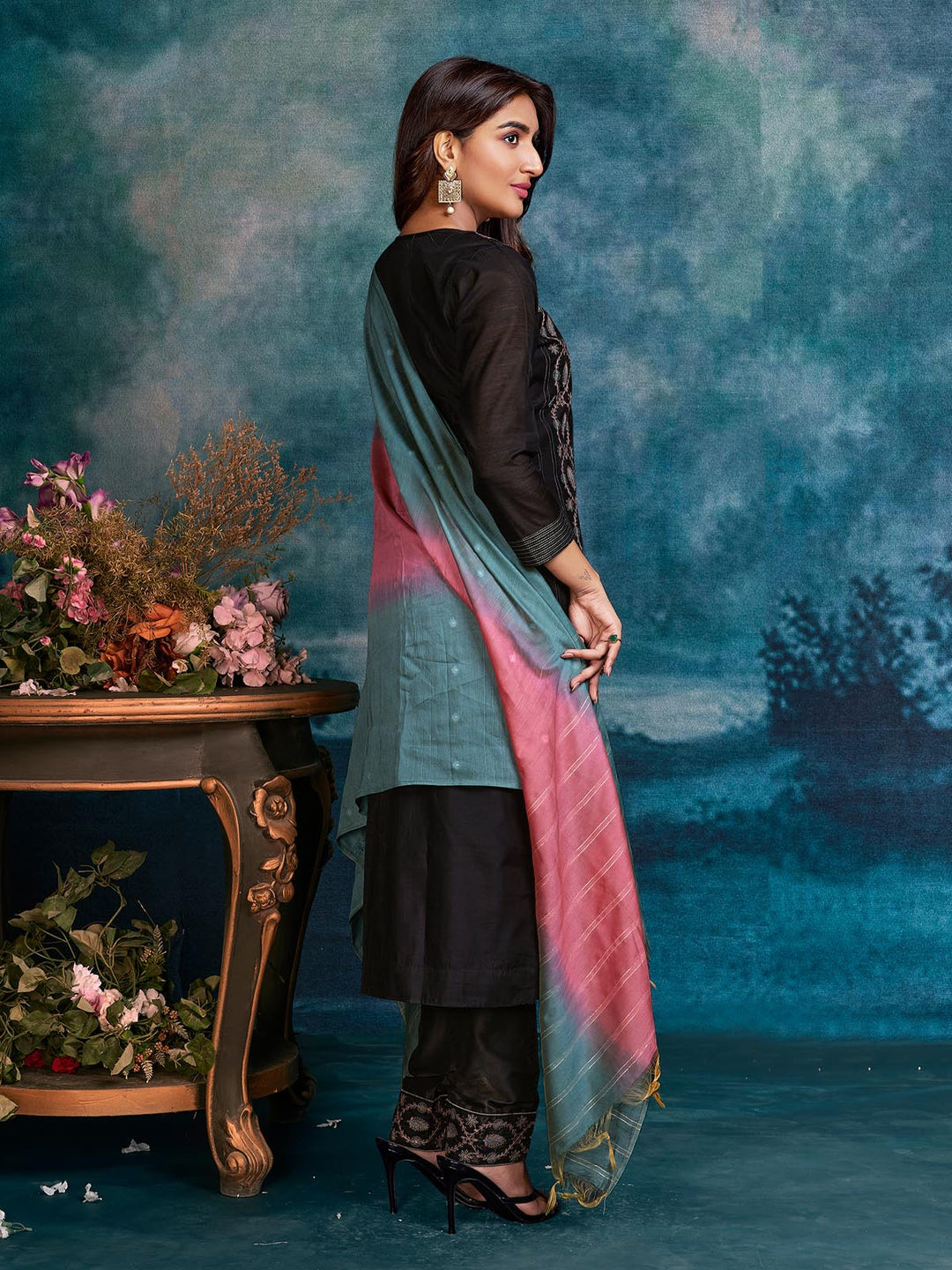 Black Chanderi Suit Set