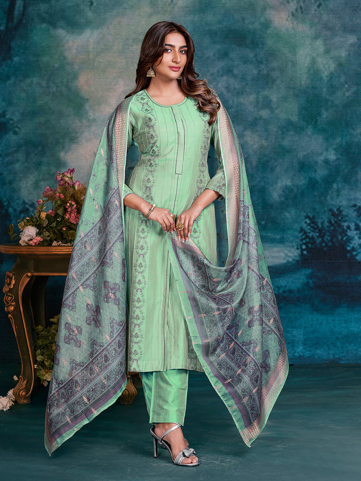 Mint Green Chanderi Suit Set