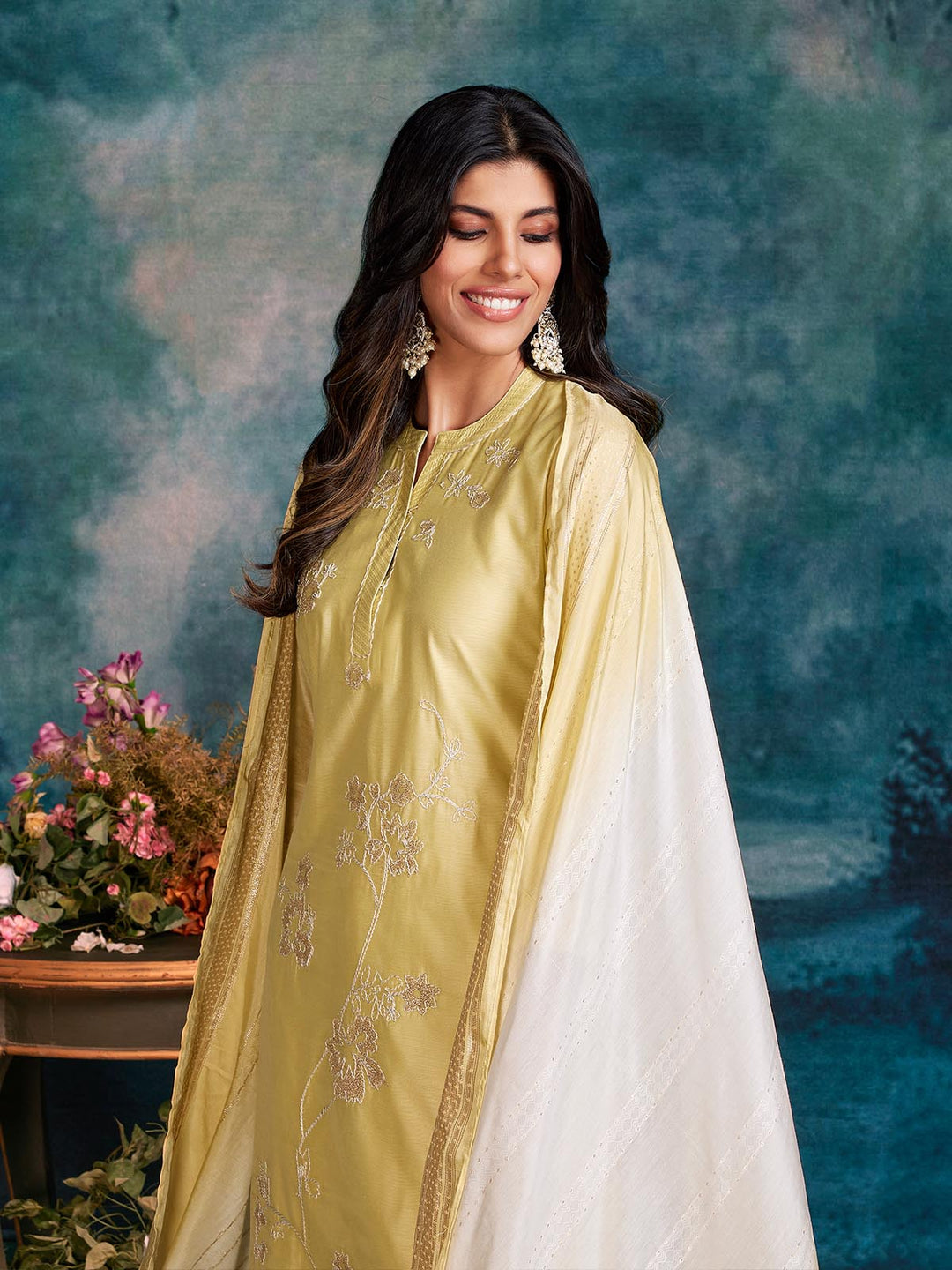 Citrus Yellow Chanderi Suit Set