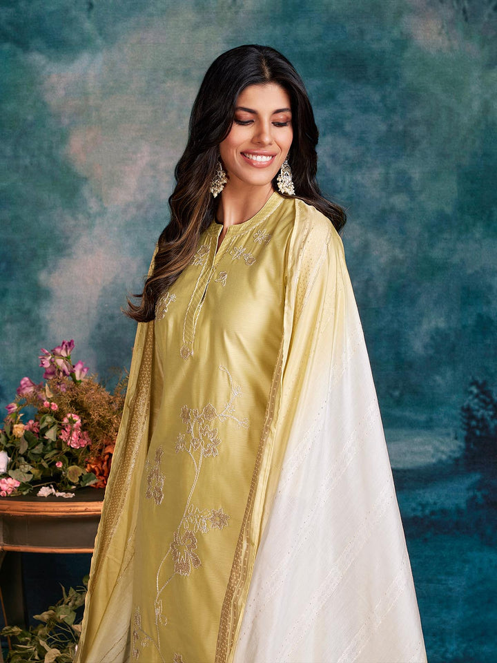 Citrus Yellow Chanderi Suit Set