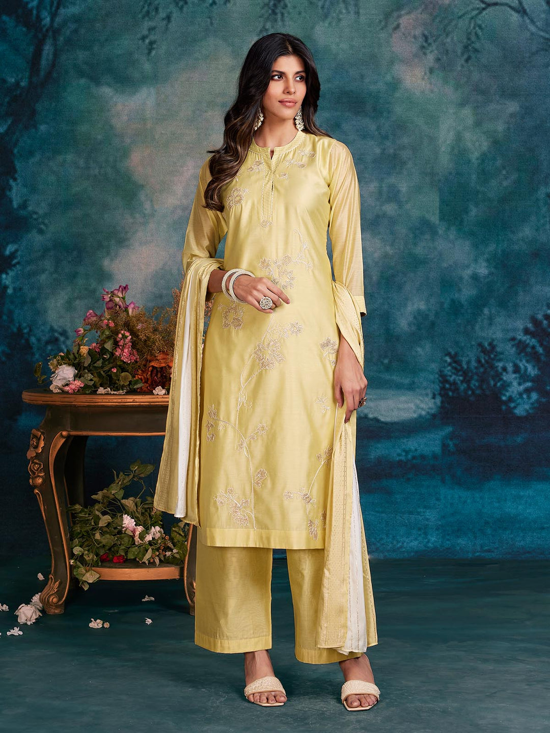 Citrus Yellow Chanderi Suit Set