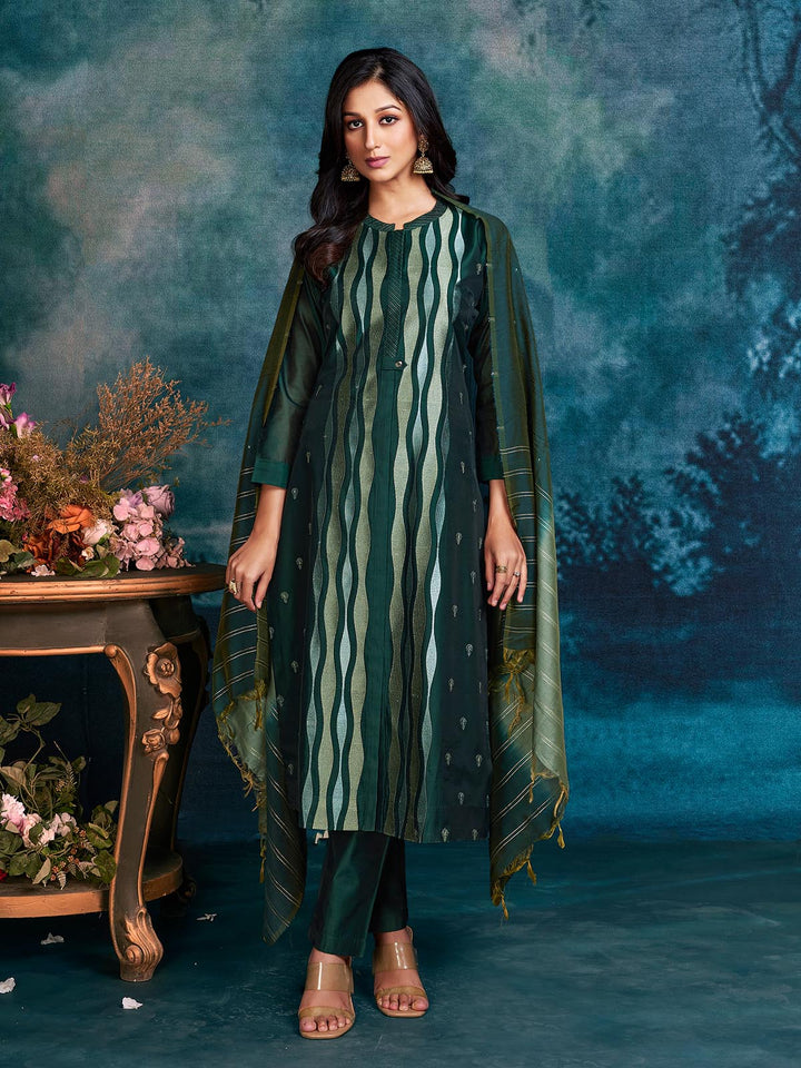 Forest Green Chanderi Suit Set