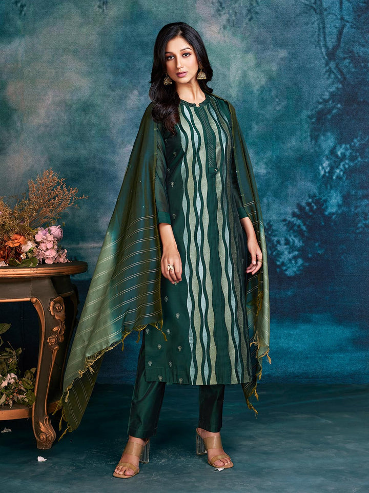 Forest Green Chanderi Suit Set