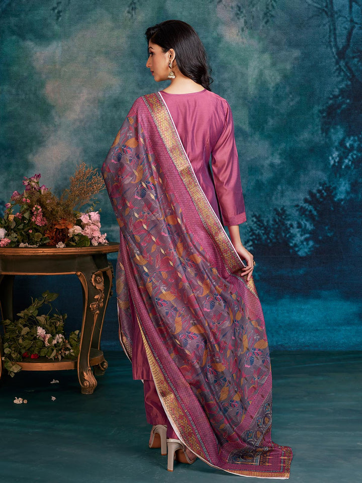 Magenta Chanderi Suit Set