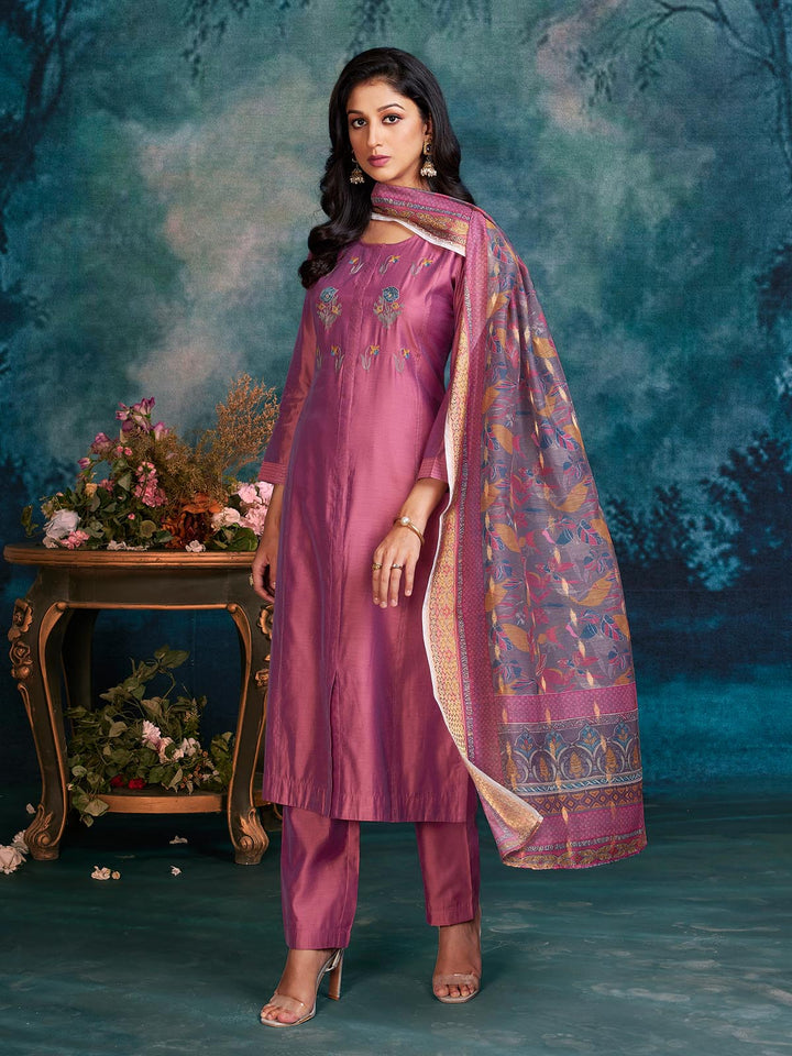 Magenta Chanderi Suit Set