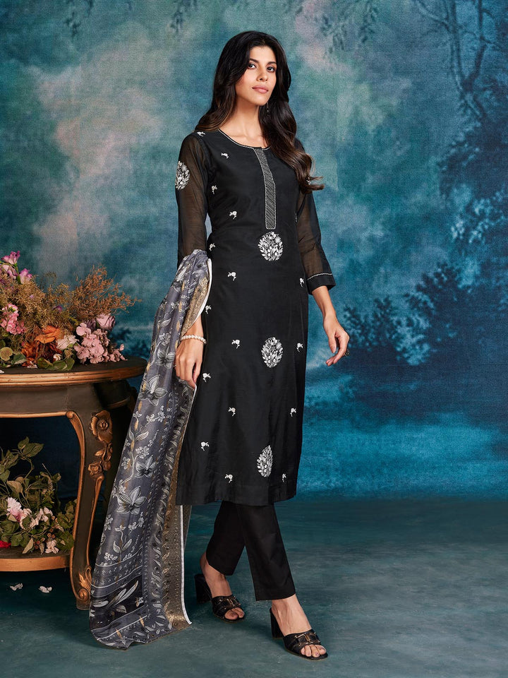 Black Chanderi Suit Set