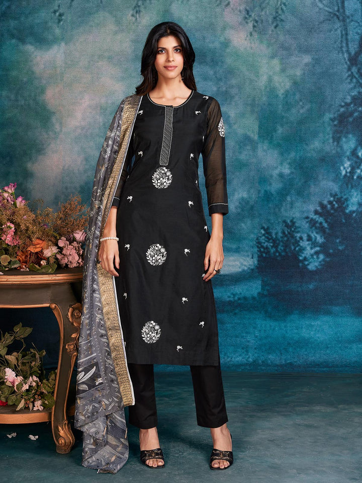 Black Chanderi Suit Set