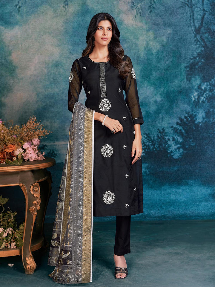 Black Chanderi Suit Set