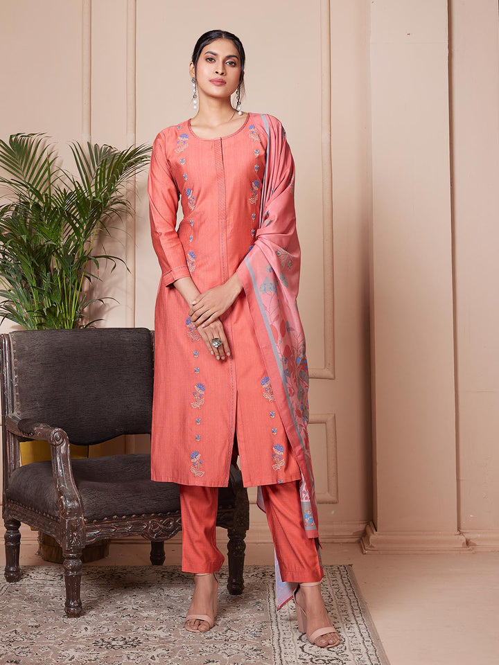 Rust Embroidered Suit Set