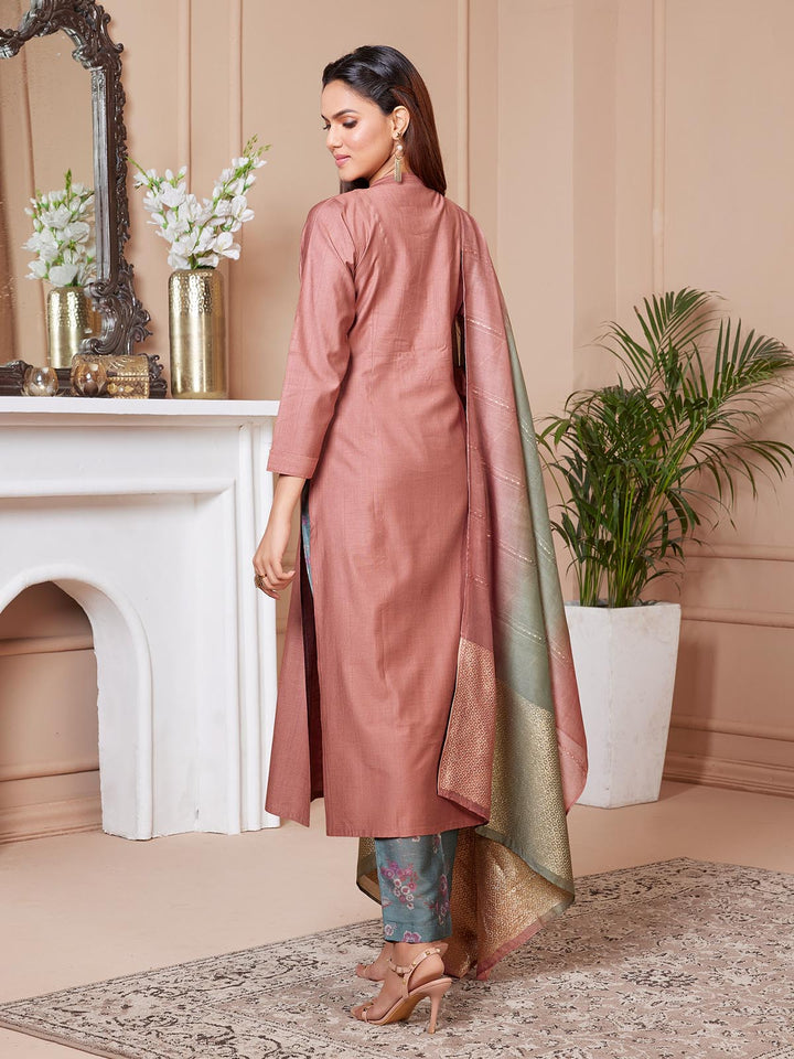 Dusty Pink Embroidered Suit Set