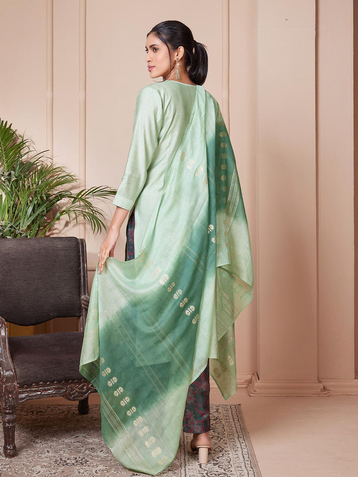 Pastel Green Embroidered Suit Set