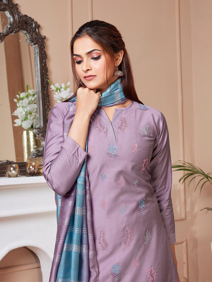 Dusty Purple Embroidered Suit Set