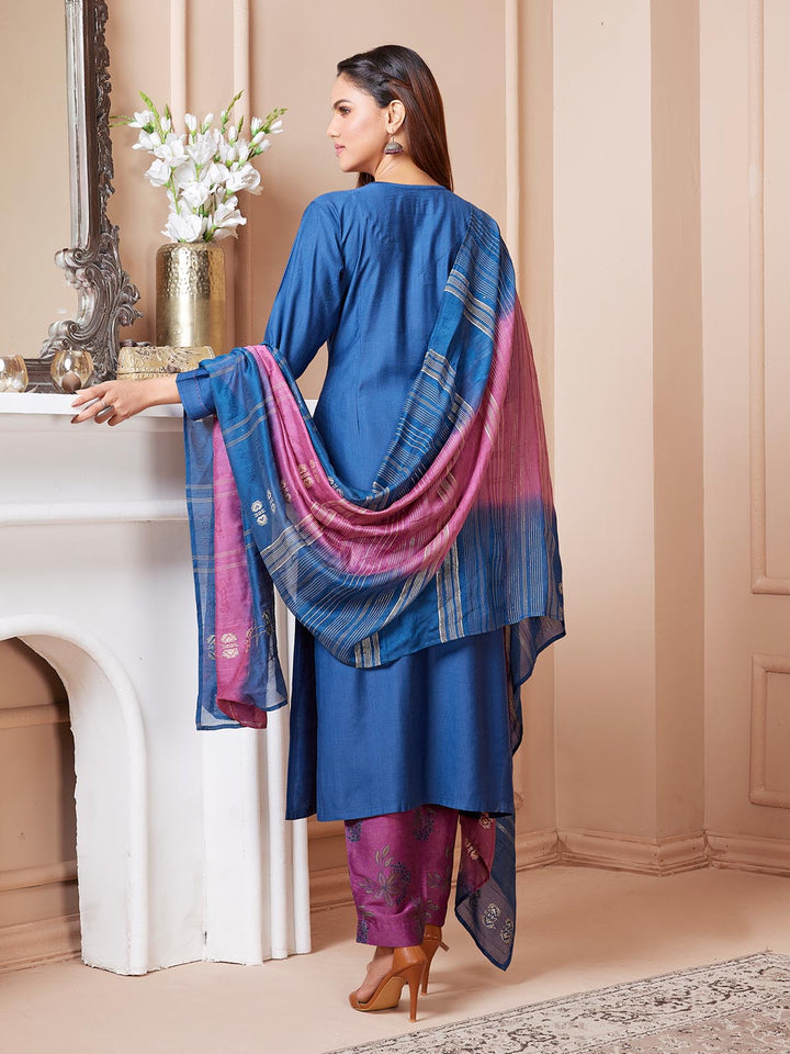 Celestial Blue Embroidered Suit Set