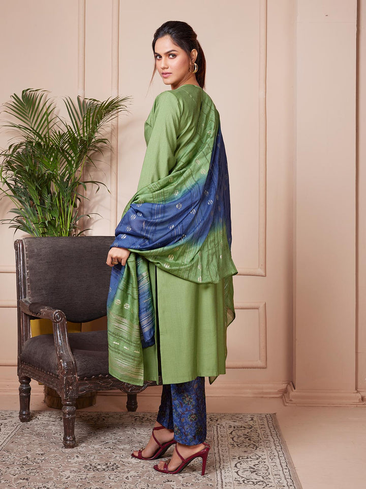 Green Embroidered Suit Set